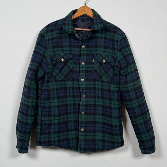 Levi's Dark Blue Quilted Shirt Jacket, Reversible to Plaid, Great Condition! - Picture 7 of 12